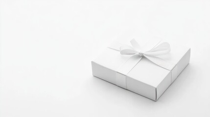 Elegant White Gift Box with Ribbon: A Minimalist Present