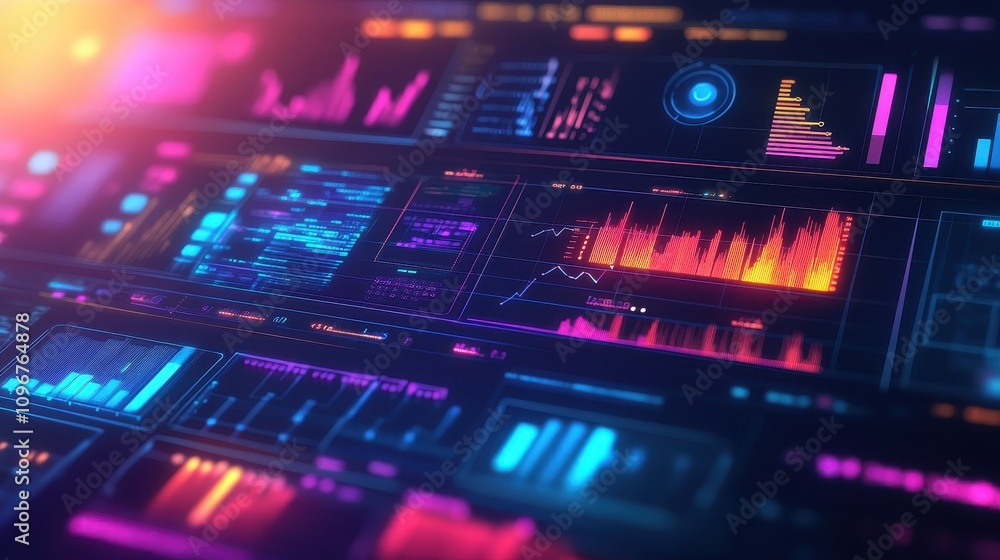 Poster a colorful image of a computer screen with many different colored lines