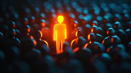 Obraz premium Standing Out: A Unique Individual Amidst the Crowd