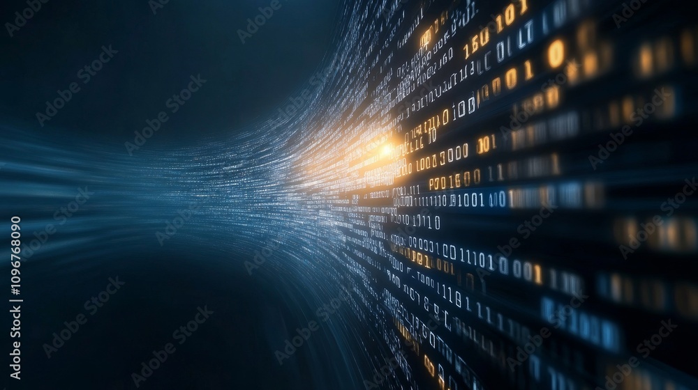 Poster digital data flow in a futuristic environment