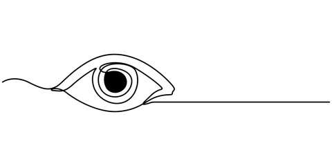 Single eye continuous one line drawing, Vision Single Line Icon. Iris Recognition Identification Continuous Line Editable Stroke Icon, Human Eye Icon, Eye Seeing Drawing, Human Eye Symbol Drawing. 