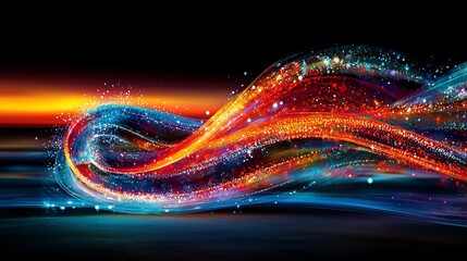 A colorful abstract background with a wave of light