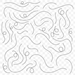 Vector hand drawn dotted lines on transparent background. dotted curved line hand drawn. eps 10.