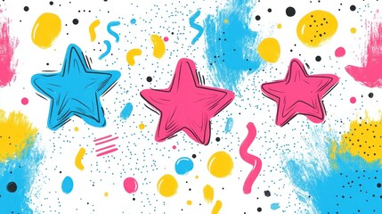 Vibrant Starry Abstract Art: A Colorful Burst of Joy