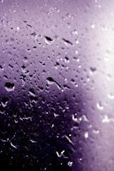Close Up of Rain Drop Bubble Water on Glass Metal Background with Condensation