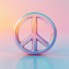 Iridescent Peace Symbol on Pastel Background