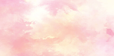 Fototapeta premium Light pink and yellow beige watercolor with subtle pastel tones background, watercolor picture painting illustration background, Splash acrylic colorful background. 