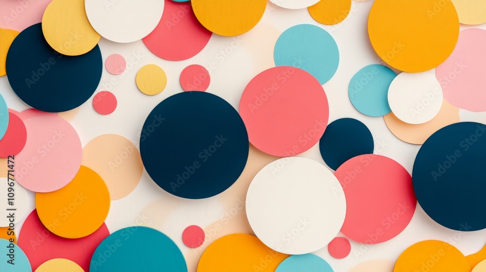 Poster a vibrant collection of colorful paper circles arranged in a playful pattern, ideal for design proje