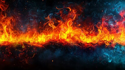 A fire and water background with a black background