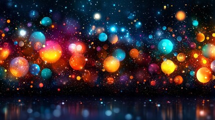 Naklejka premium A bunch of colorful bubbles floating on top of a body of water