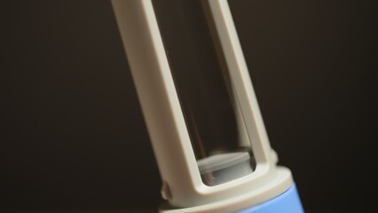 Diabetes management injection pen cartridge close up. Semaglutide liquid drug dose syringe in macro view. Anti diabetic medication for treatment of type 2 diabetes and anti-obesity medicine.