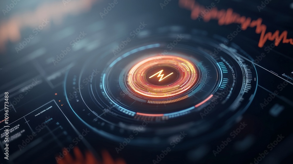 Poster futuristic digital interface with circular design elements