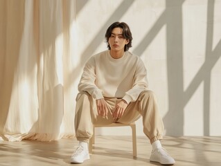 Full body portrait of handsome young Southeast Asian man