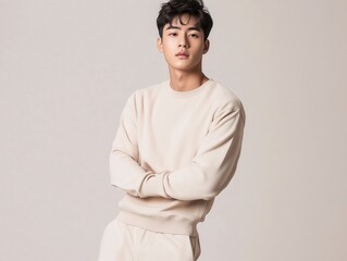 Full body portrait of handsome young Southeast Asian man