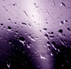 Close Up of Rain Drop Bubble Water on Glass Metal Background with Condensation