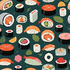 Illustration sushi patterns   © Pixel Proof Designs