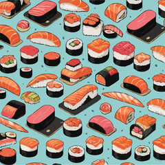 Illustration sushi patterns  
