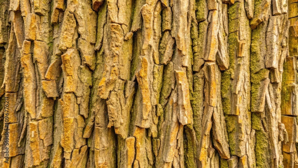 Poster A Detailed Close-Up of Rough Bark on a Tree Trunk, Showing the Intricate Patterns and Textures of Nature