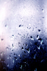 Close Up of Rain Drop Bubble Water on Glass Metal Background with Condensation