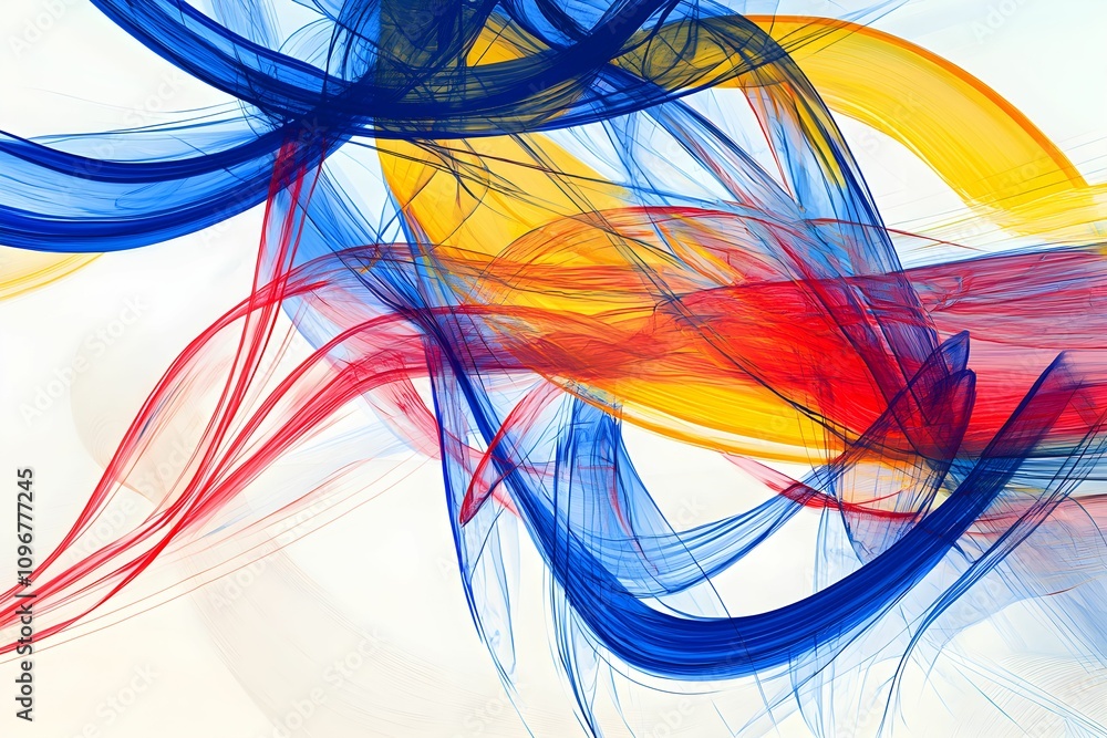 Poster colorful abstract swirl design with dynamic lines and shapes