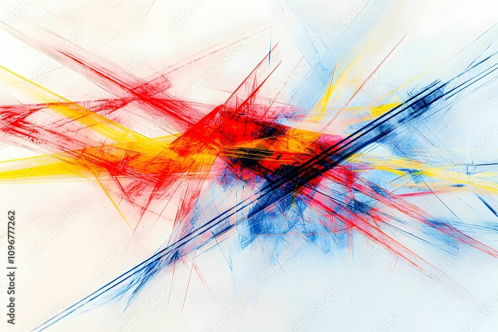 Poster colorful abstract artwork with dynamic patterns and lines