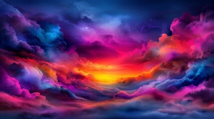 Naklejka premium A colorful sunset with clouds and stars in the sky