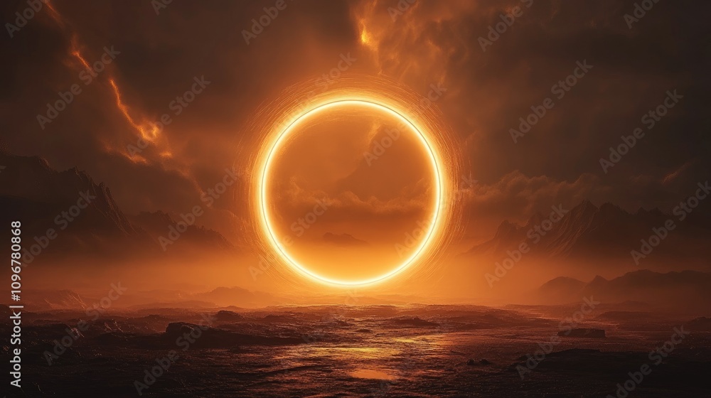 Aufkleber a dynamic circular passage suspended in space, radiating with mysterious energy, symbolizing a gatew