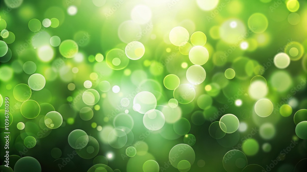 Aufkleber Abstract Green Bokeh Background with Delicate Circular Shapes and Soft Light Blur