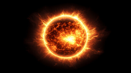 Sun flare shining brightly against a black background, sun, flare, bright, light, black, background, cosmic, space, star, solar. Radiant Solar Flare. Illustration