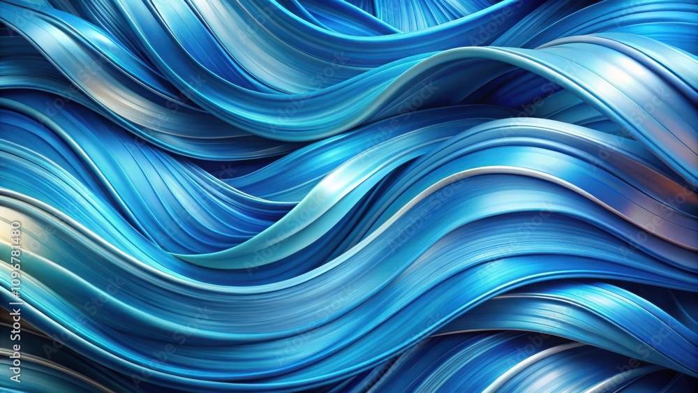 Poster abstract blue wavy design, a smooth and flowing visual of interlacing curves and swirling shapes
