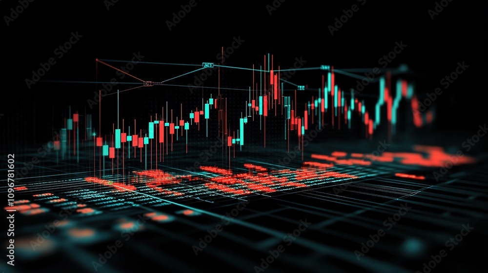Aufkleber digital stock market concept featuring vibrant chart designs with dynamic lines and data display ill