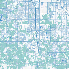 Map of Southaven in Mississipi in a professional blue style. Contains layered vector with roads water, parks, etc.