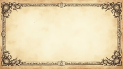 Elegant Antique Paper with Intricate Renaissance Floral Border