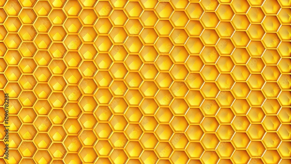 Poster A Golden Hexagon Pattern with a Gleaming Finish, Evoking a Sense of Nature's Precision and Honeycomb Structure