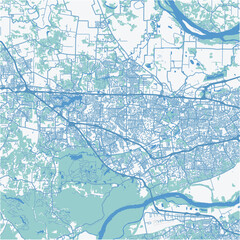Map of O in Missouri in a professional blue style. Contains layered vector with roads water, parks, etc.