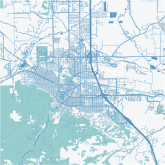 Map of Helena in Montana in a professional blue style. Contains layered vector with roads water, parks, etc.