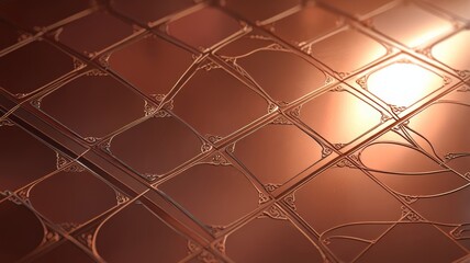Fototapeta premium Copper background with embossed abstract pattern and metallic texture
