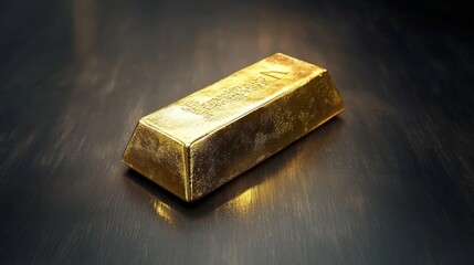 Gold bullion on a sleek surface reflecting light in a minimalist setting