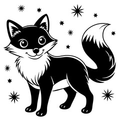 Christmas Playful Arctic Fox with white background