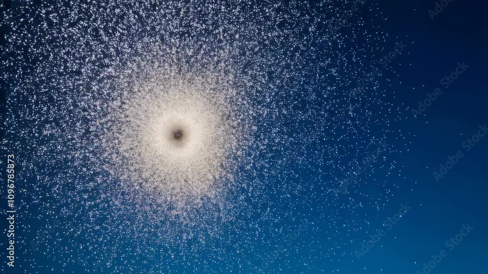 Aufkleber tiny particles gather and converge at the center before gently bursting outward in a stunning displa