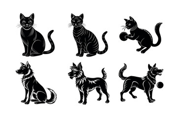6 bundle vectore silhouette dog cat ball 2