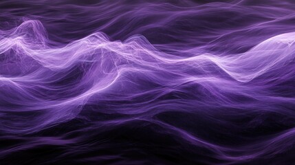Fototapeta premium A set of abstract purple waves undulating in a tranquil motion, offering a calming visual of light and movement against a dark backdrop.