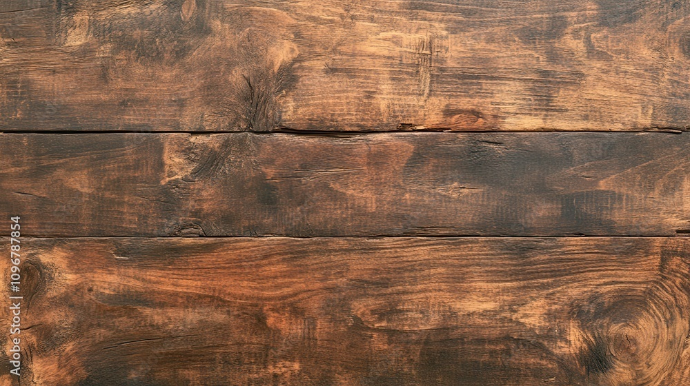 Poster a rustic wooden texture featuring rich browns and deep grains, ideal for backgrounds or design proje