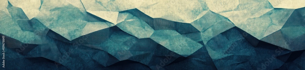 Poster a textured abstract background resembling crumpled paper in shades of blue and gray.