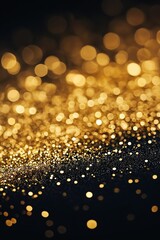 A gold and black background with a lot of small gold circles. The circles are scattered all over the background, creating a sense of movement and energy. The image has a dreamy, ethereal quality to it