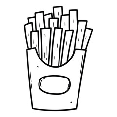 Hand drawn doodle french fries on white background.