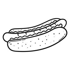 Hand drawn doodle hot dog on white background.