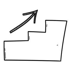Hand drawn doodle move up career ladder on white background.