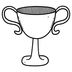 Hand drawn doodle trophy on white background.