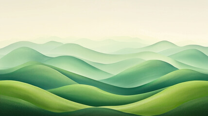 Abstract green landscape wallpaper background illustration design with hills and mountains